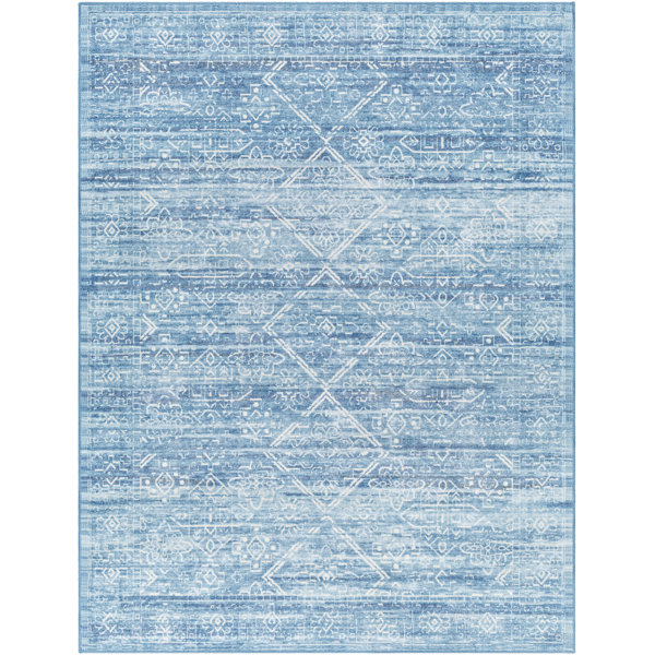 Bungalow Rose Dirksen Light Blue Machine Washable Area Rug & Reviews